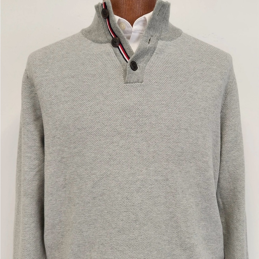 1990’s Tommy Hilfiger 3 Button Grey Sweater - Size Medium